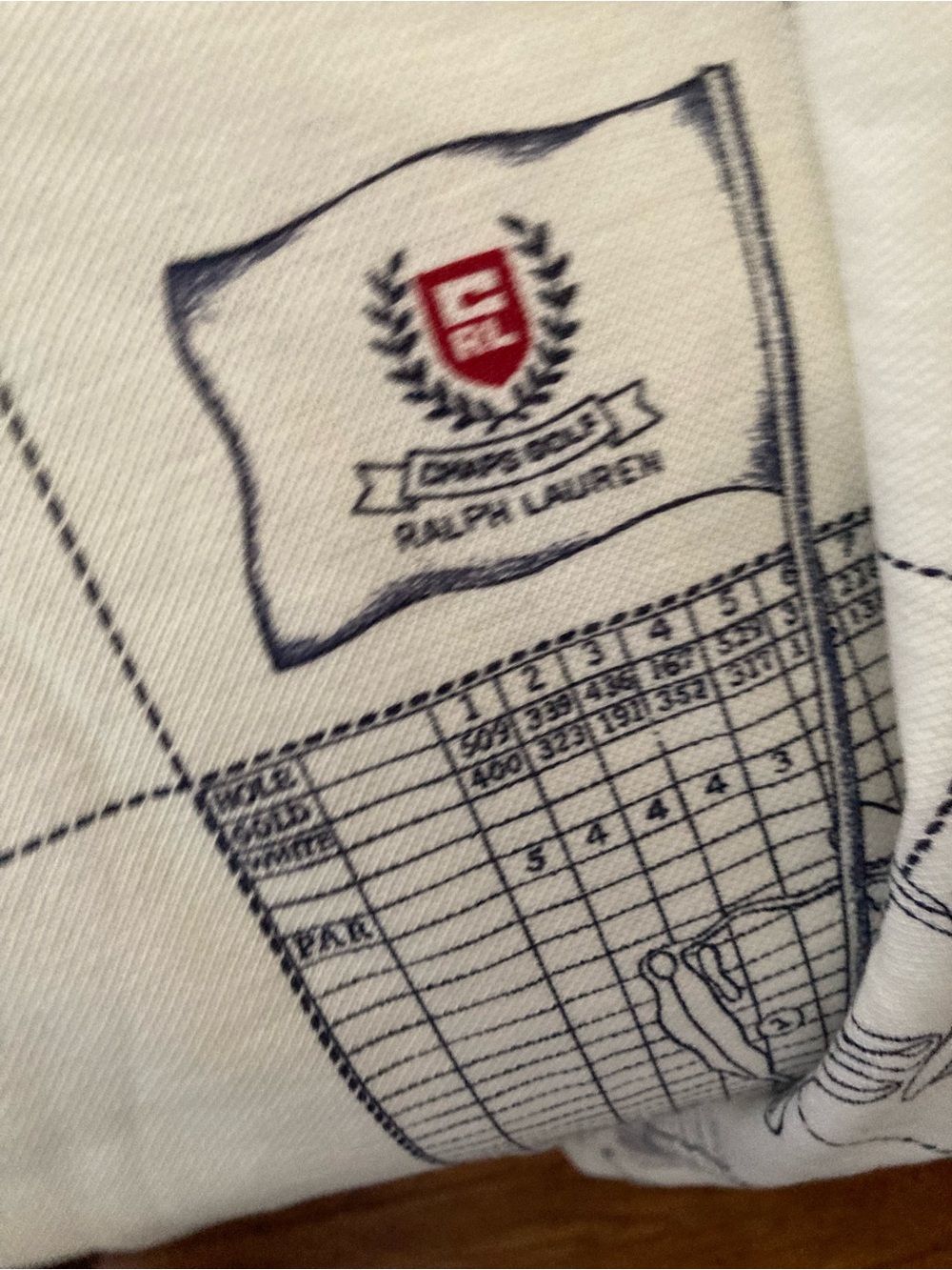 Chaps Cream Polo with Navy Trim and Golf-Print - Picture 7 of 8